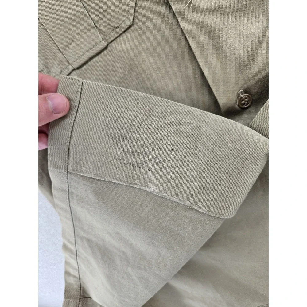 US ARMY SHIRT VIETNAM COTTON/POLY TWILL UNIFORM KHAKI FATIGUE SMALL